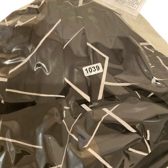 Shein Geometric Round Neck Black White Line Pattern Long Sleeve Dress Ruffle M - Picture 10 of 13